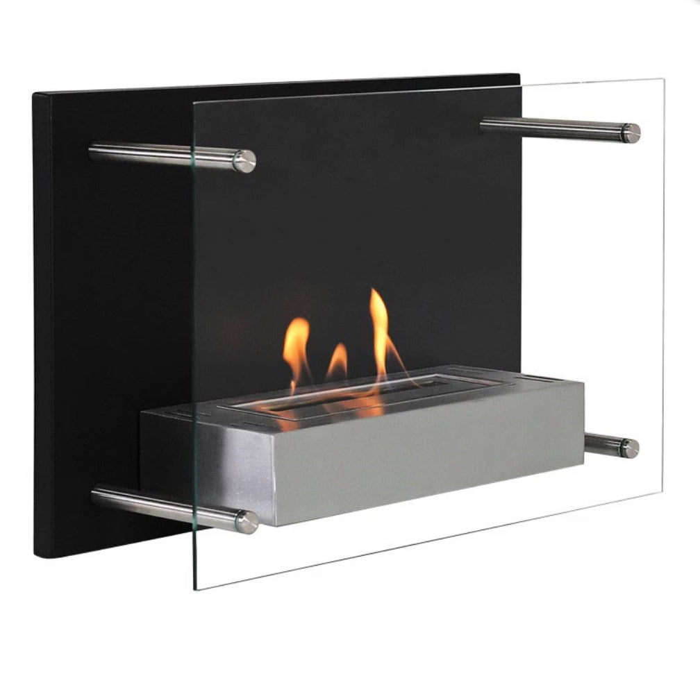 Nevada bio-ethanol wandhaard zwart/chrome